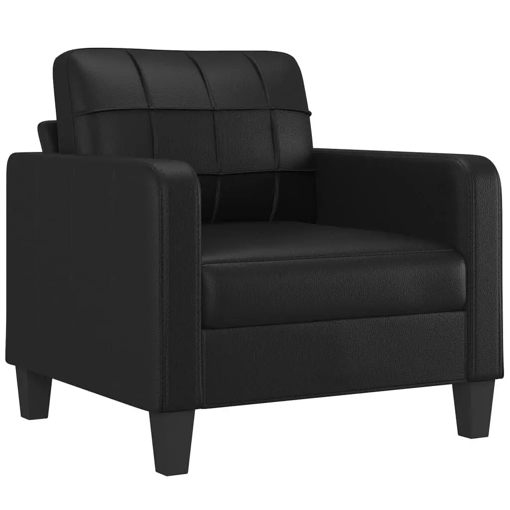2-Seater Sofa Black 47.2 Inch Faux Leather Living Room Furniture