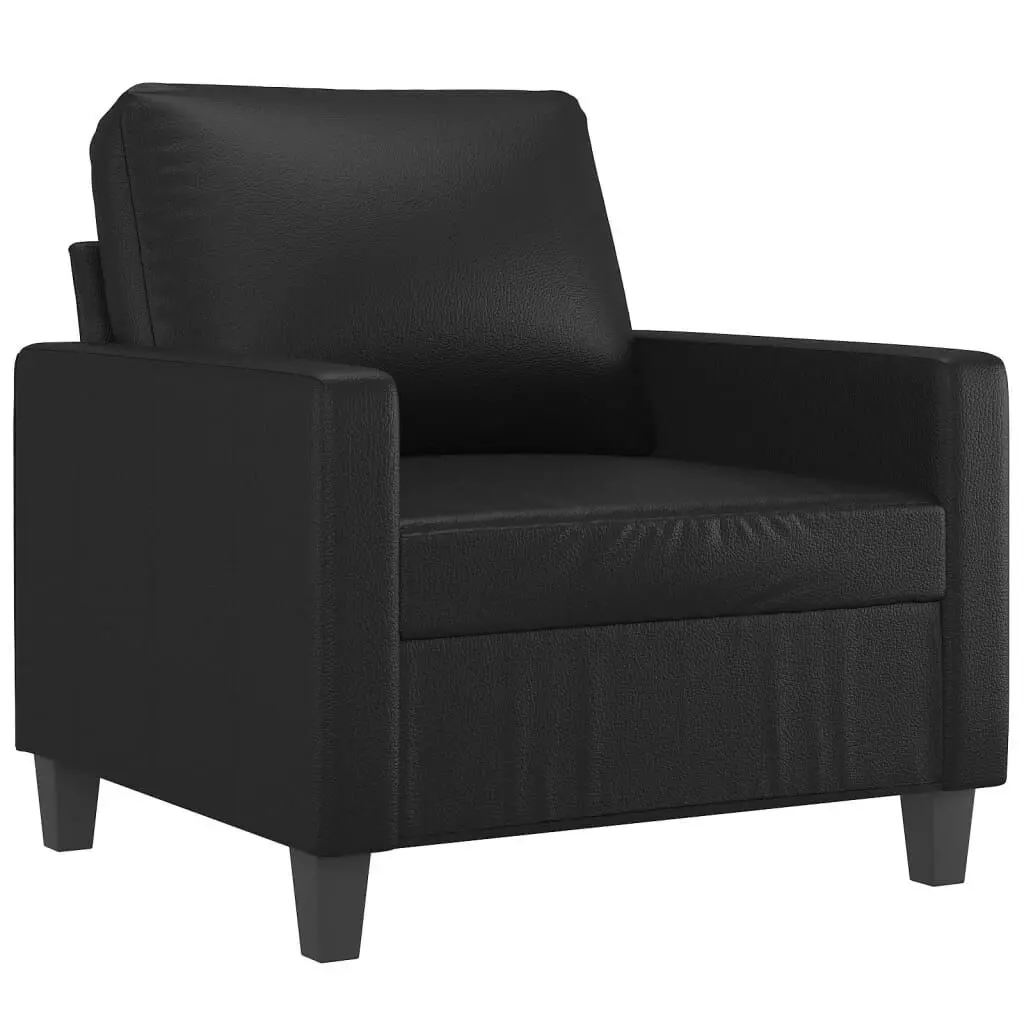 2-Seater Sofa Black 47.2 Inch Faux Leather Modern Living Room Couch
