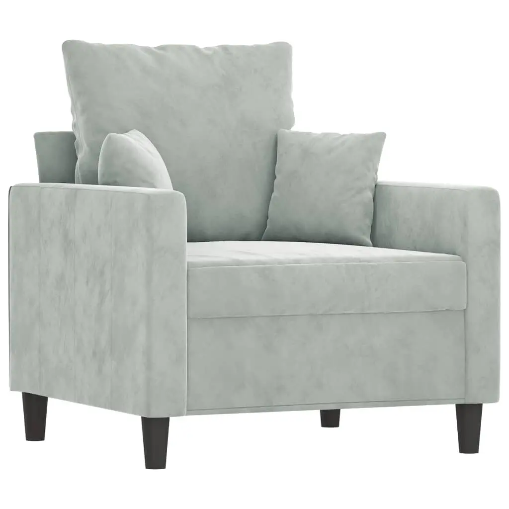 2-Seater Sofa Light Gray 55.1 Inch Velvet Modern Living Room Couch