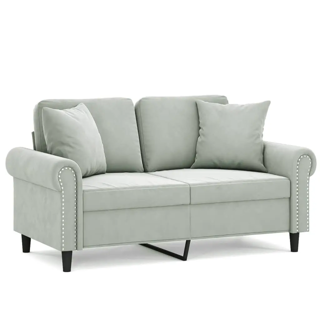 3-Seater Sofa Throw Pillows Dark Gray 70.9 Inch Velvet Living Room Couch