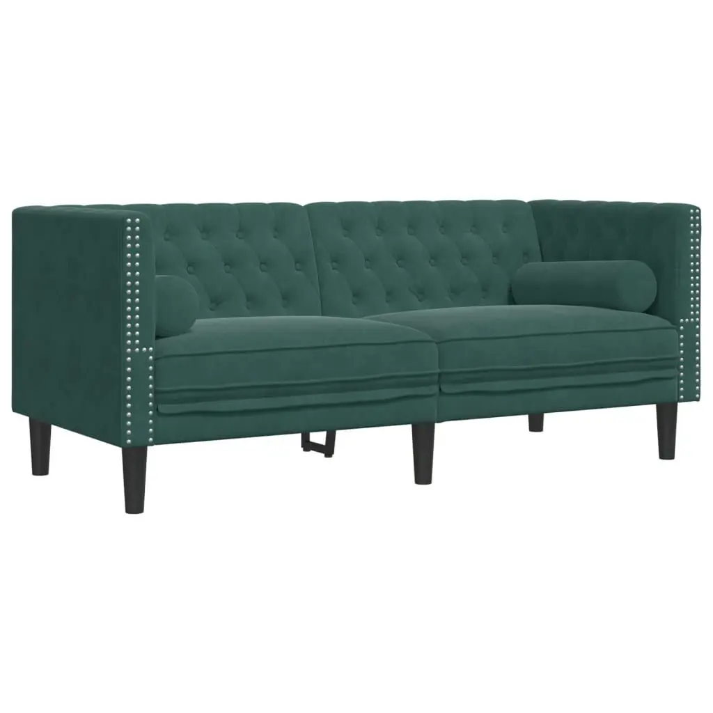 Chesterfield Sofa 2-Seater Dark Green Velvet Strengthened Frame