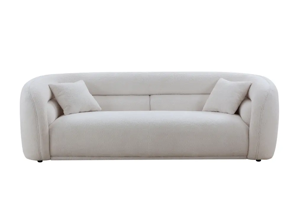 Mid Century Modern Curved Living Room Sofa 3 Seat Boucle Material Couch justone interior