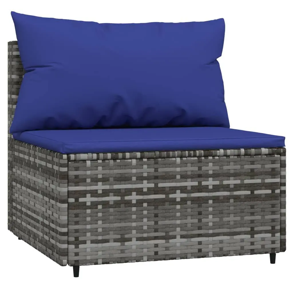 Patio Middle Sofa Cushions Gray Poly Rattan Outdoor Furniture