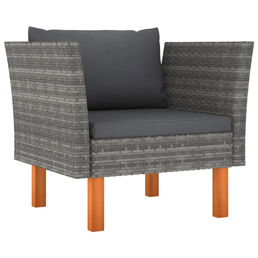 Patio Sofa Poly Rattan and Solid Eucalyptus Wood Outdoor Furniture