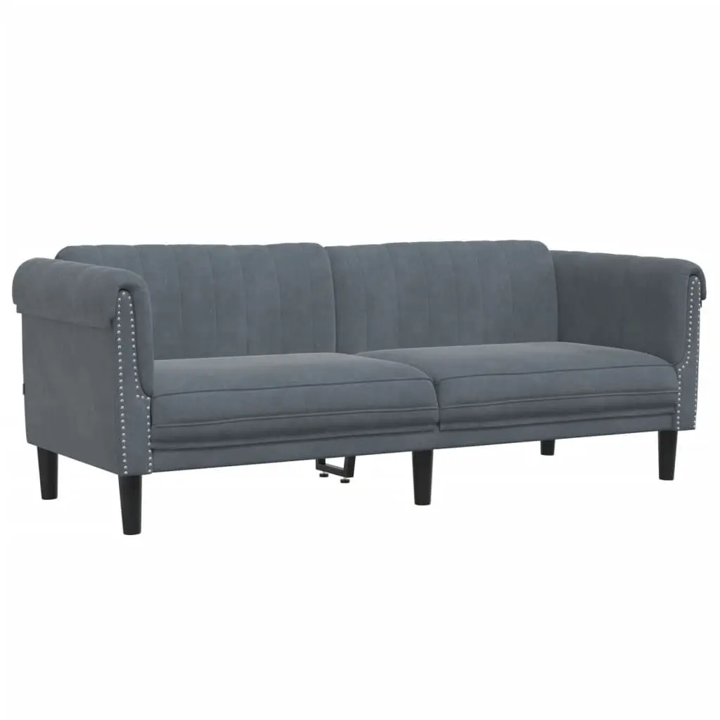 Sofa 3-Seater Dark Gray Velvet Living Room Furniture