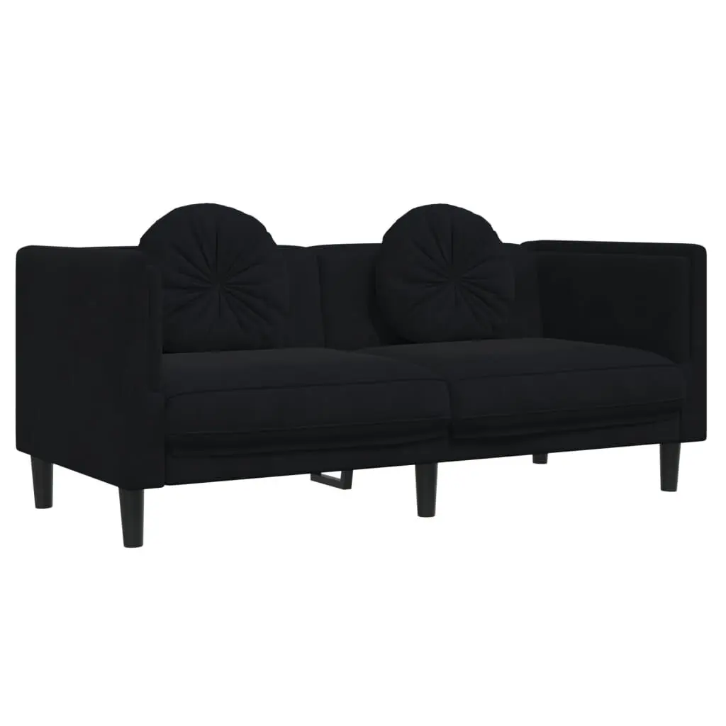 Sofa Cushions 2-Seater Black Velvet Living Room Seating