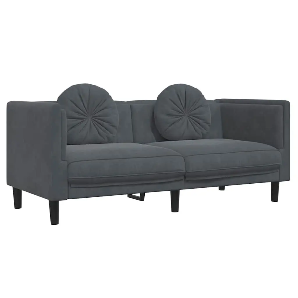 Sofa Cushions 2-Seater Dark Gray Velvet Living Room Furniture