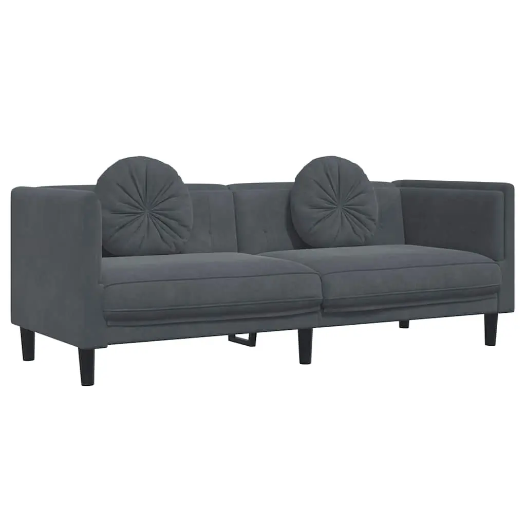 Sofa Cushions 3-Seater Dark Gray Velvet Upholstered Living Room Furniture