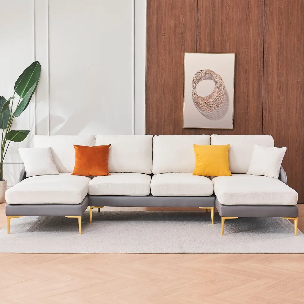 Modern Large Area Linen Leathaire Material Matching Segmented Sofa Living Room Furniture xr-1361