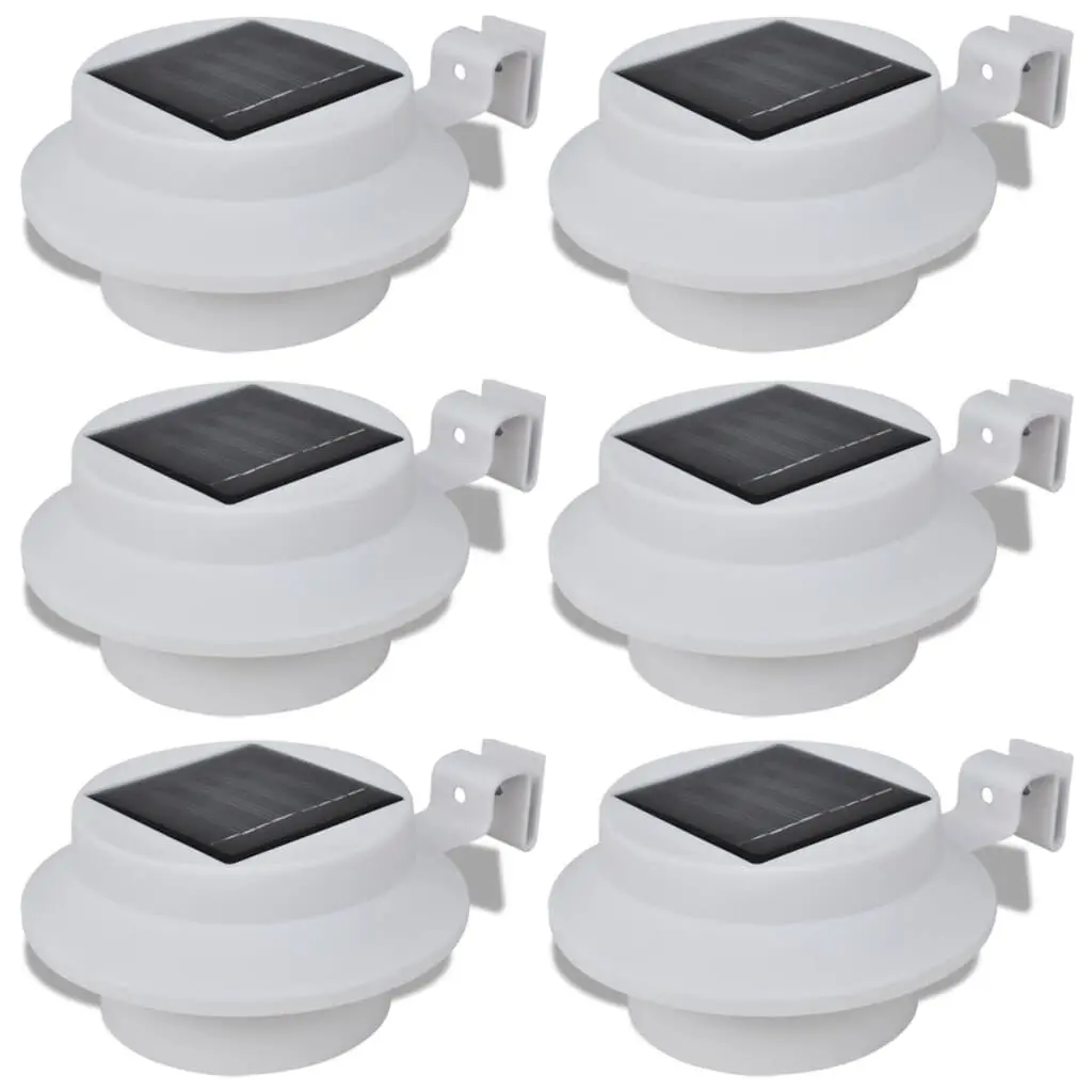 6-Piece White Outdoor Solar Lamp Set Fence Light Gutter Light