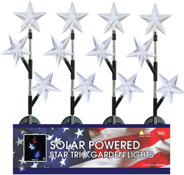 Four Seasons Courtyard SOT866BB-12 Solar Powered Star Trio LED Garden Stake Outdoor Decorative Lighting