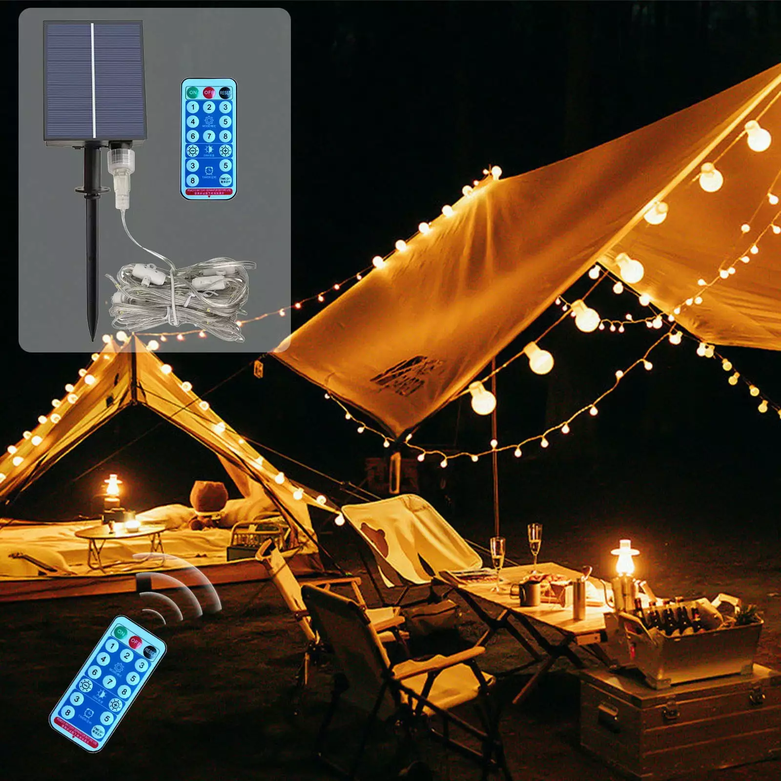 Homemoh Solar Powered Umbrella Light Remote Beach Tent Camping