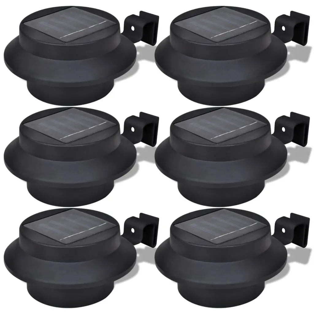 Outdoor Solar Lamp Set 6 pcs Fence Light Gutter Light Black Waterproof Garden Lighting