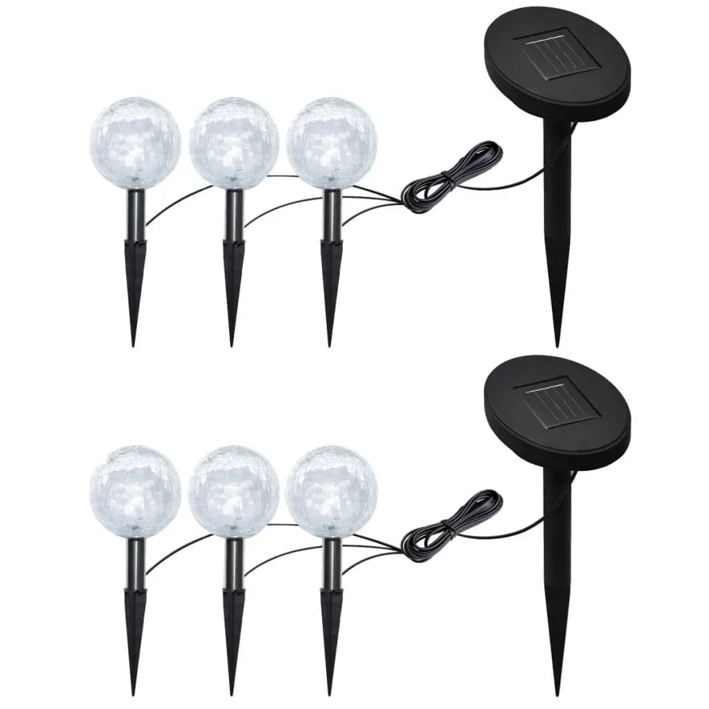 6 pcs LED Garden Lights Solar Panels and Spike Anchors Outdoor Decor