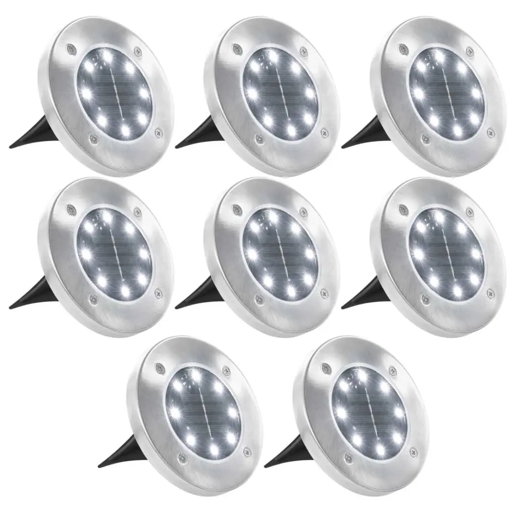 Solar Ground Lights 8 pcs LED Lights White Outdoor Garden Path Lighting