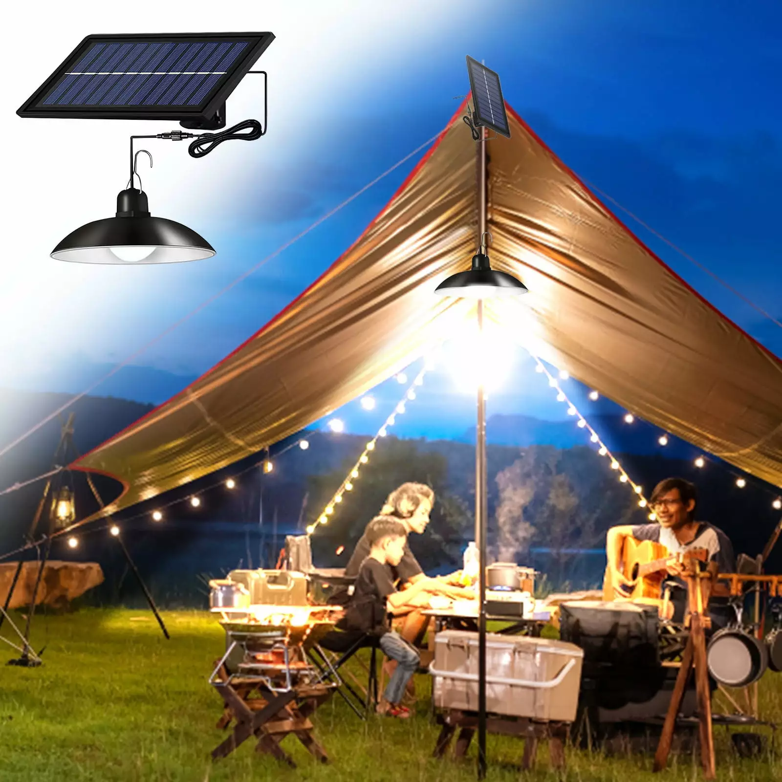 Usloyux IP65 Waterproof Outdoor Sunshade Light Camping Beach Tent Party Decoration