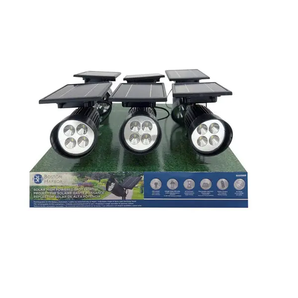 Boston Harbor 26080 Solar Spotlight Black Outdoor Landscape Lighting