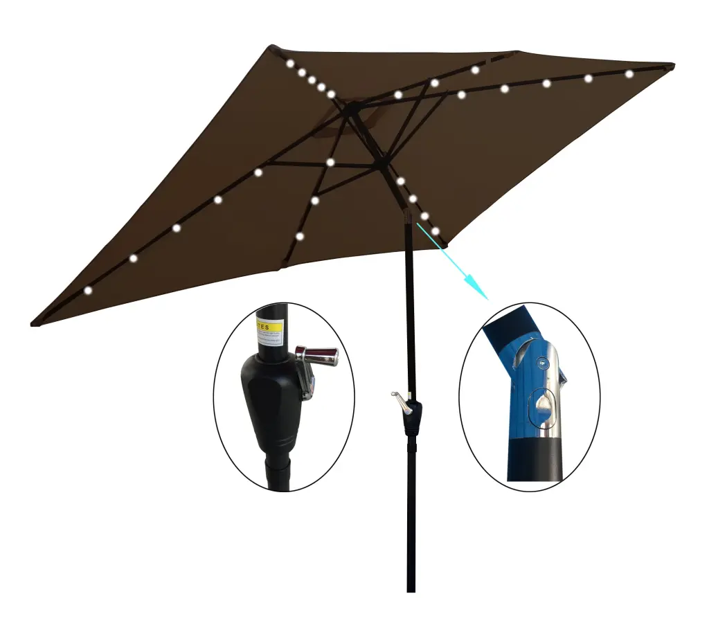 10 X 6.5Ft Rectangular Patio Umbrella Solar LED Lights Outdoor Market Umbrella w-s industry