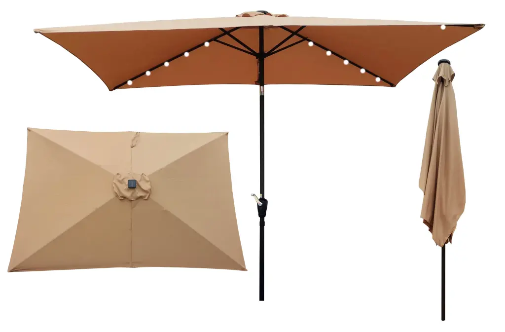 10 X 6.5T Rectangular Patio Solar LED Lighted Outdoor Market Umbrella Bright Illumination w-s industry