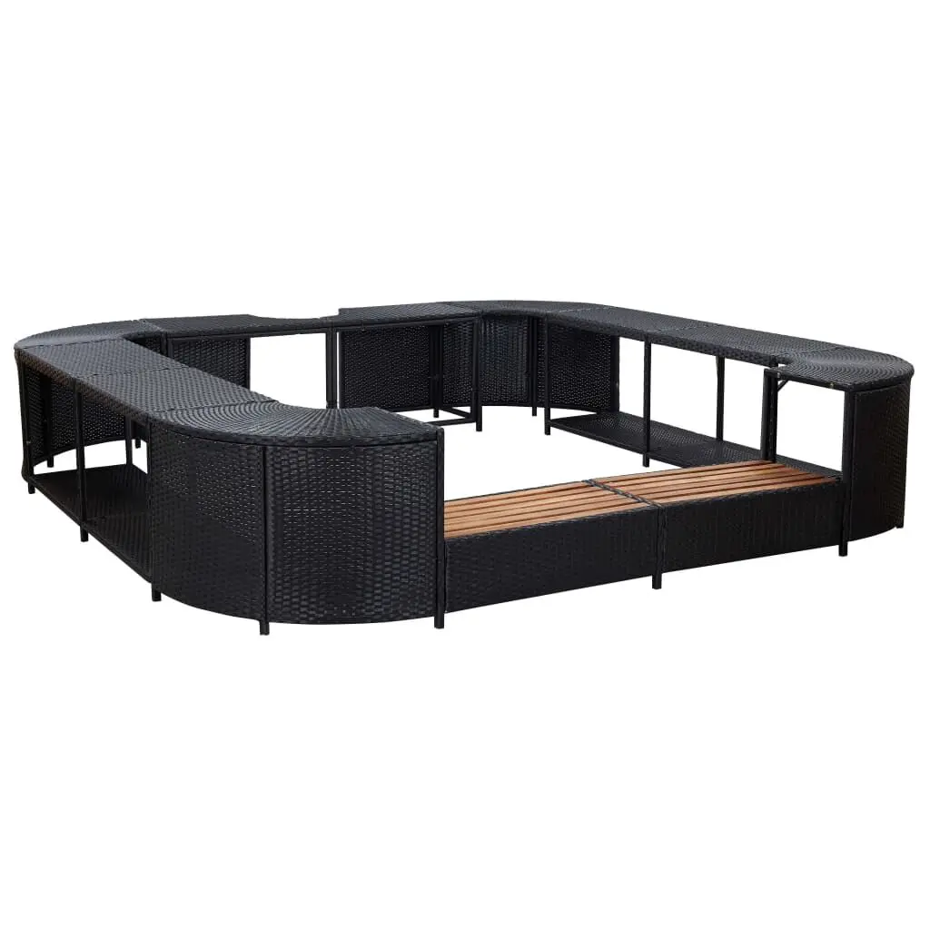 105.5 Inch Square Black Poly Rattan Spa Surround Outdoor Furniture
