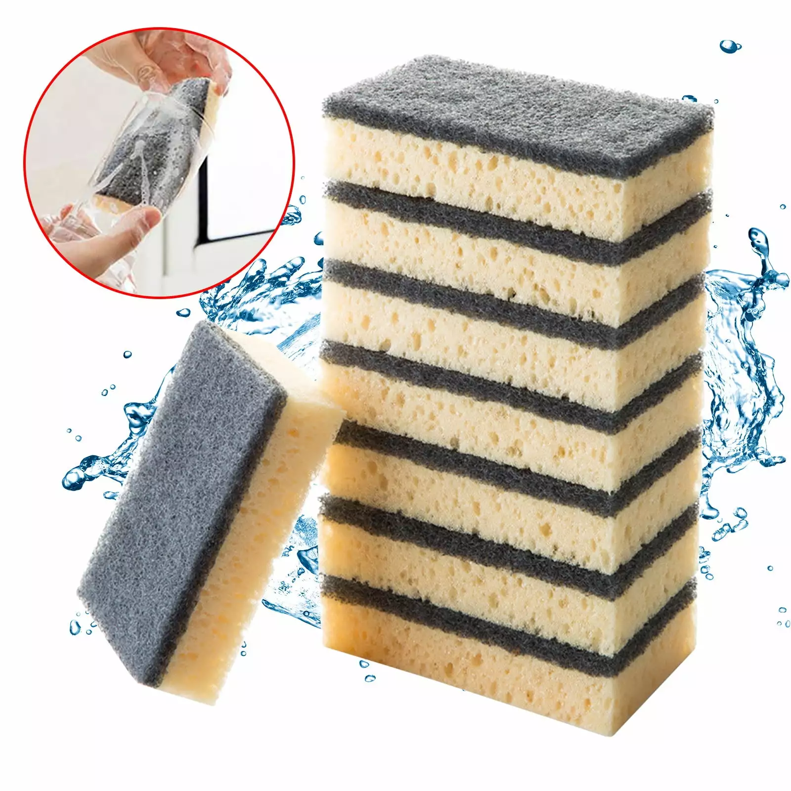 High-Density Wave Dishwashing Sponge Sink Cup Cleaning Brush Scrub Brush Holder One