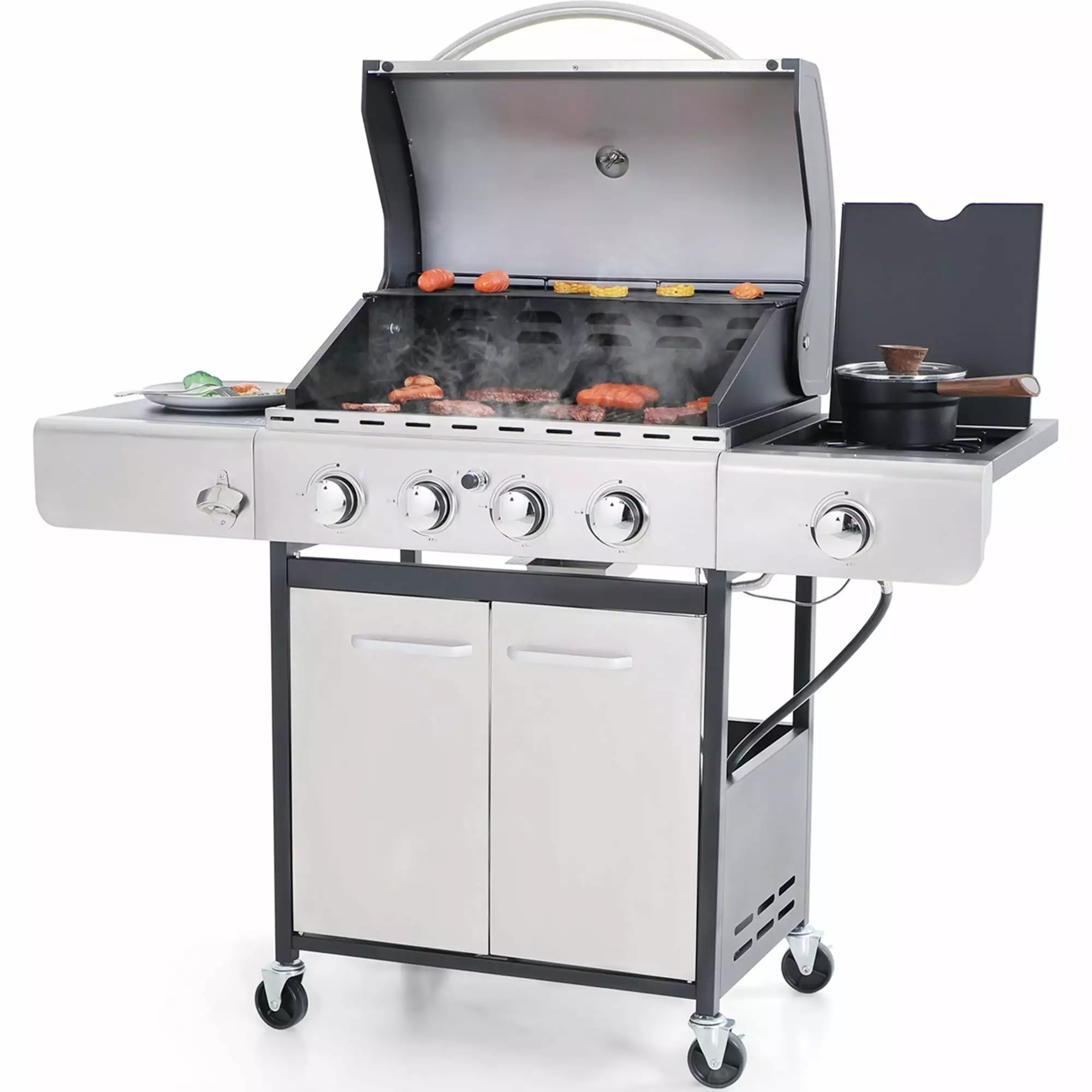 Alpha Joy 4-Burner Stainless Steel Propane Gas Grill Side Burner