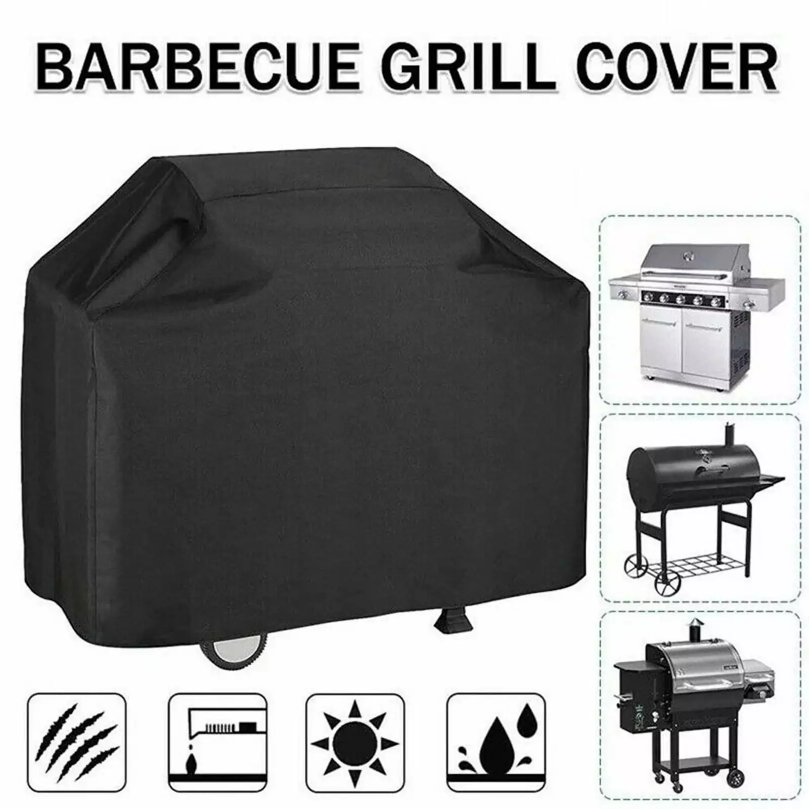 Waterproof BBQ Grill Cover Dust Proof Anti UV Garden Patio Black 2xs31