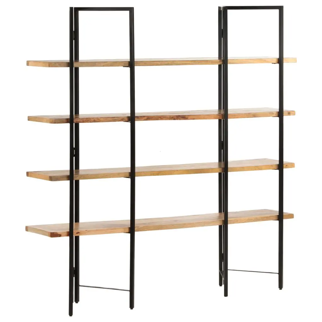 4-Tier Bookcase 63x13.8x63 Inches Solid Mango Wood Storage Shelf
