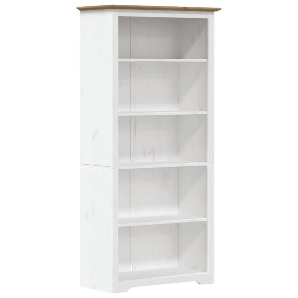 Bookcase BODO Brown 32.3x15.7x68.1 Inches Solid Wood Pine 5-Tier Storage Shelf Home Office