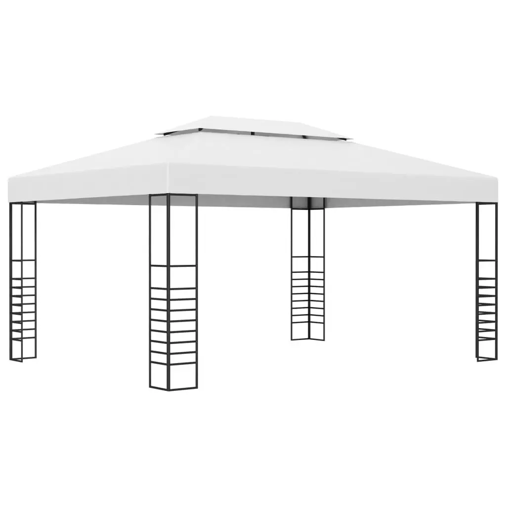 Garden Gazebo 118x157 Inches White Powder-Coated Steel Outdoor Canopy