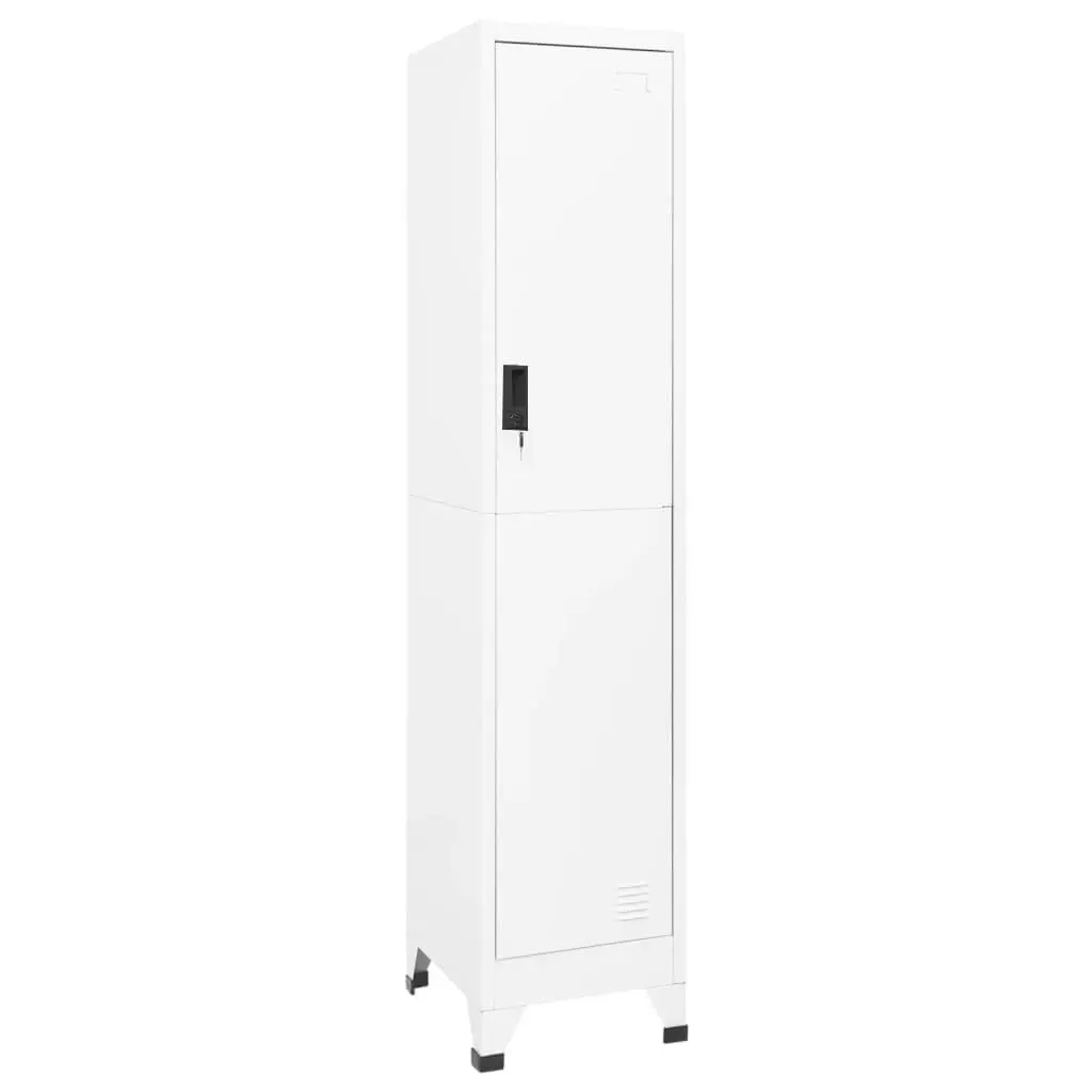 White Steel Locker Cabinet 15x17.7x70.9 Inch School Gym Storage Organizer