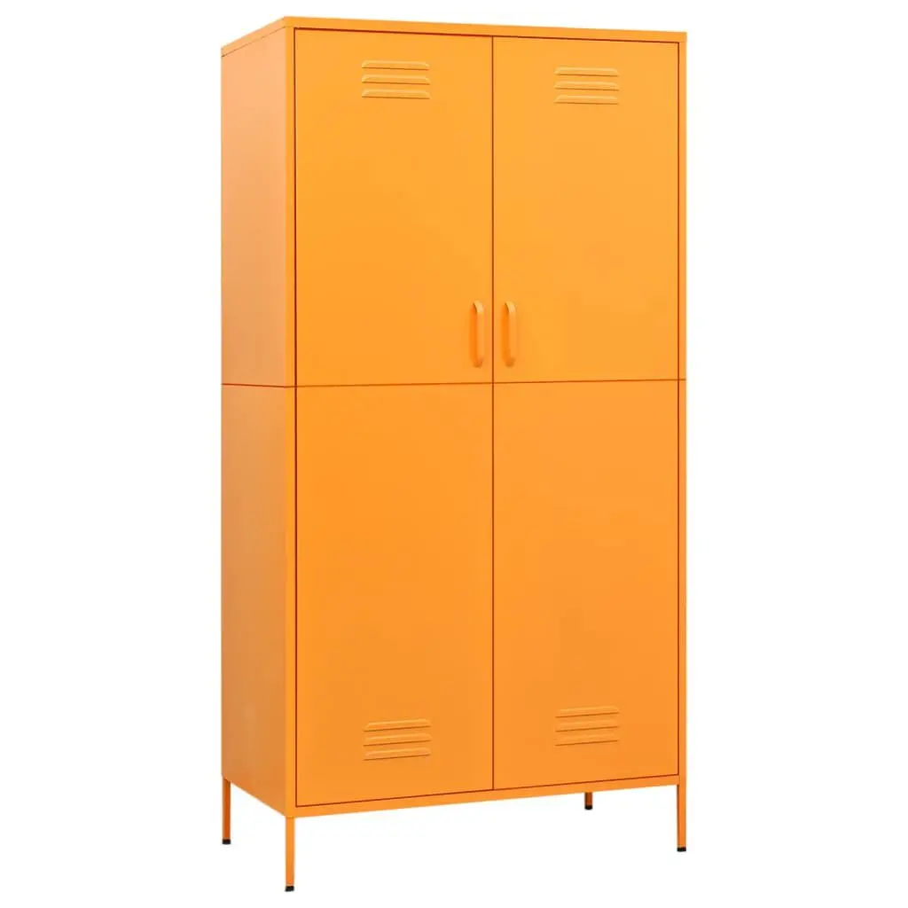 Mustard Yellow Steel Wardrobe 35.4x19.7x70.9 Inch Closet Storage Cabinet