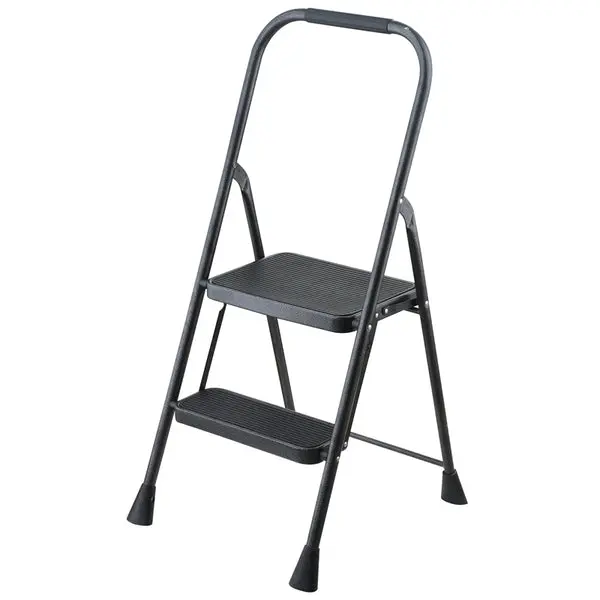 Simple Spaces HB2-2H Steel Type-3 Folding 2-Step Stool Powder-Coated Gray Home and Office