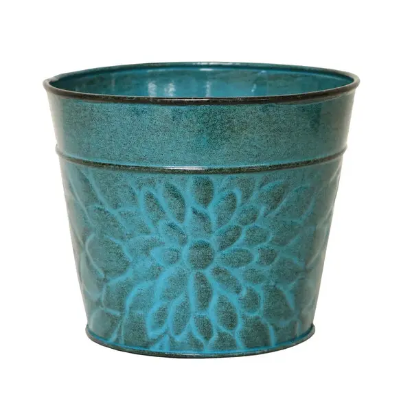 Robert Allen IronStone Laurel Planter Lagoon Blue Outdoor Garden Pot