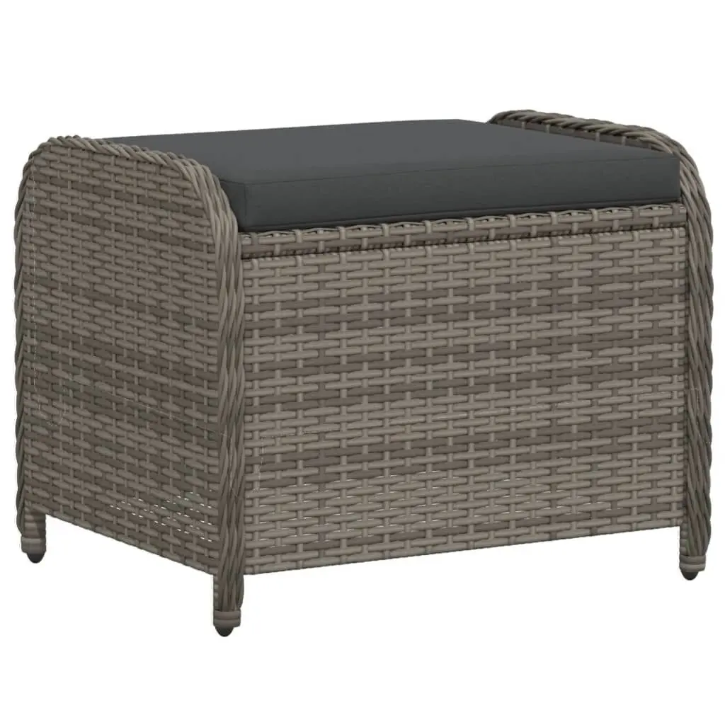Patio Stool Cushion Gray 22.8x18.1x18.1 Inches Weather-Resistant Poly Rattan Outdoor Stool
