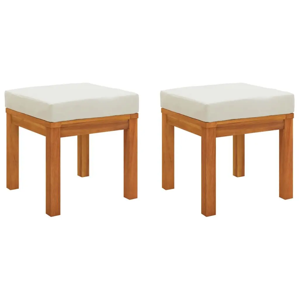 Patio Stools Cushions 2 Pack 15.7x15.7x16.5 Inches Solid Wood Acacia Outdoor Seating