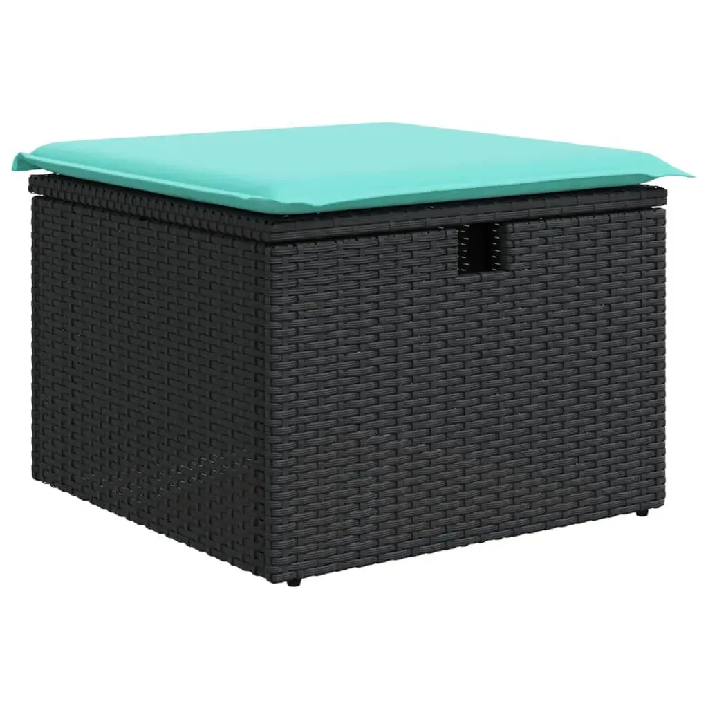 Patio Stool Cushion Black 21.7x21.7x14.6 Poly Rattan Outdoor Furniture