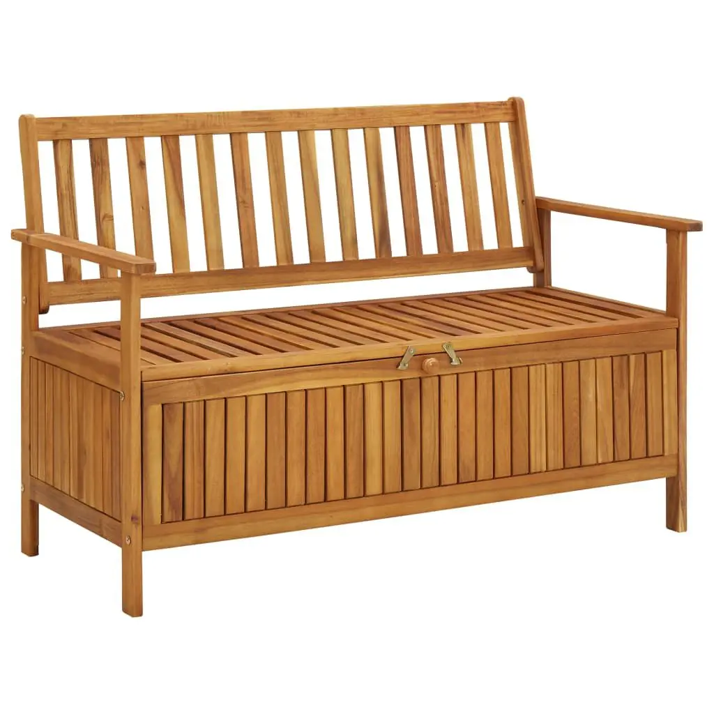 Patio Storage Bench 47.2 Inches Solid Acacia Wood Outdoor Furniture