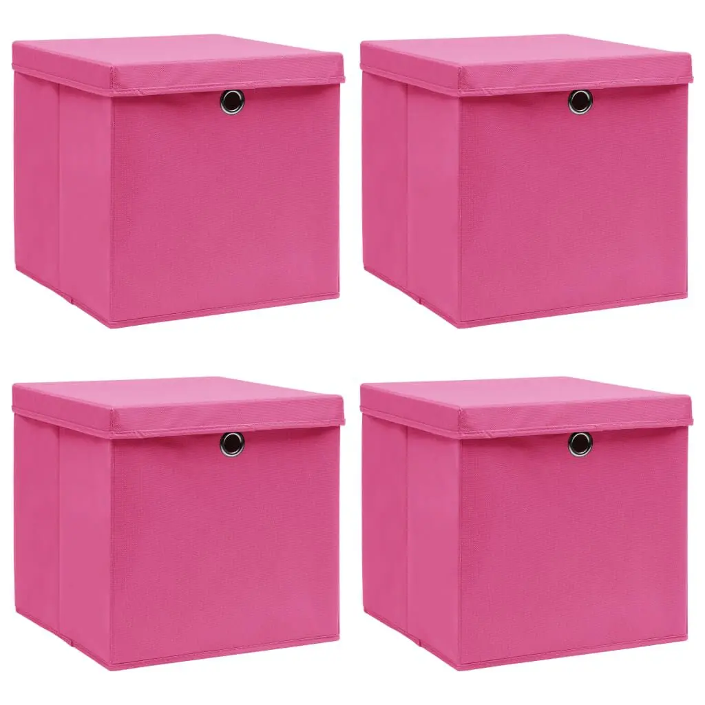 Storage Boxes Lids 4 pcs Pink 12.6x12.6x12.6 Fabric Organizer
