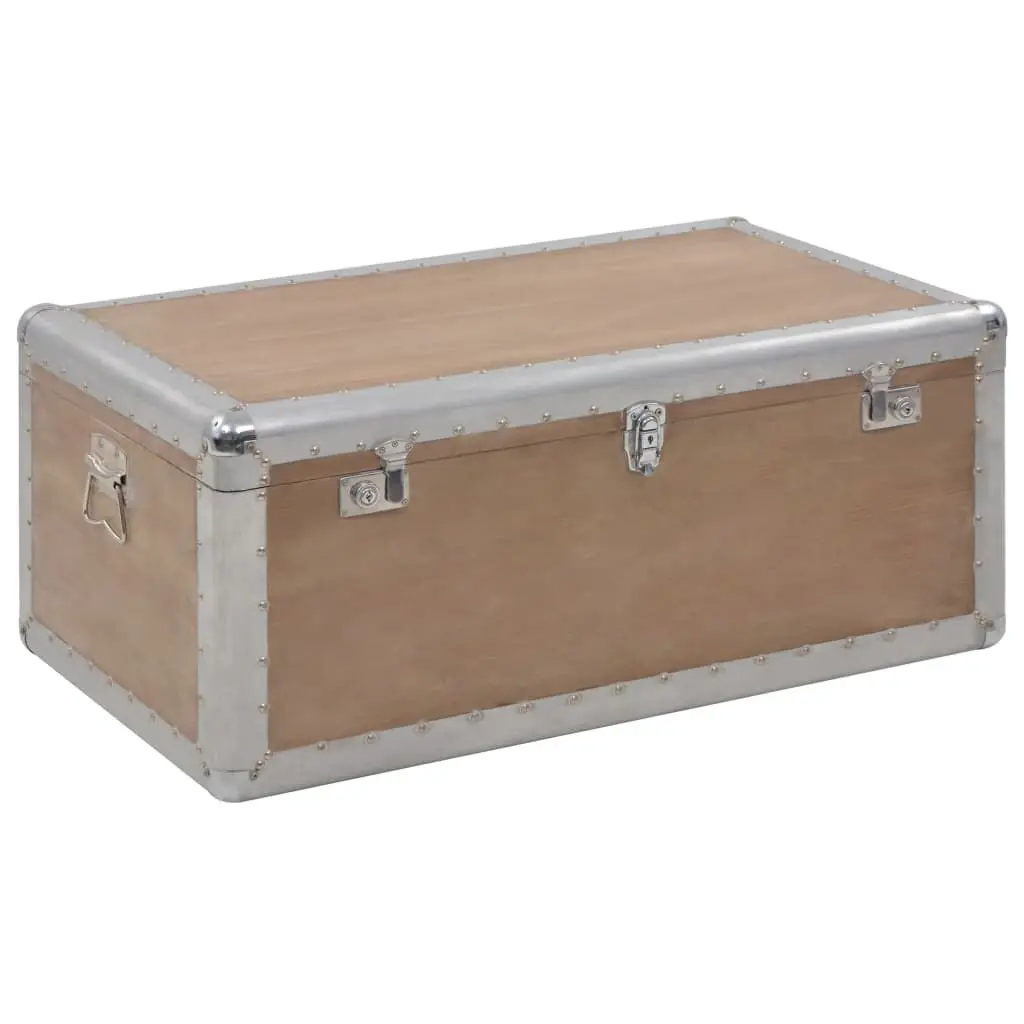 Brown Solid Fir Wood Storage Box 35.8 x 20.5 x 15.7 Inches Decorative Organizer
