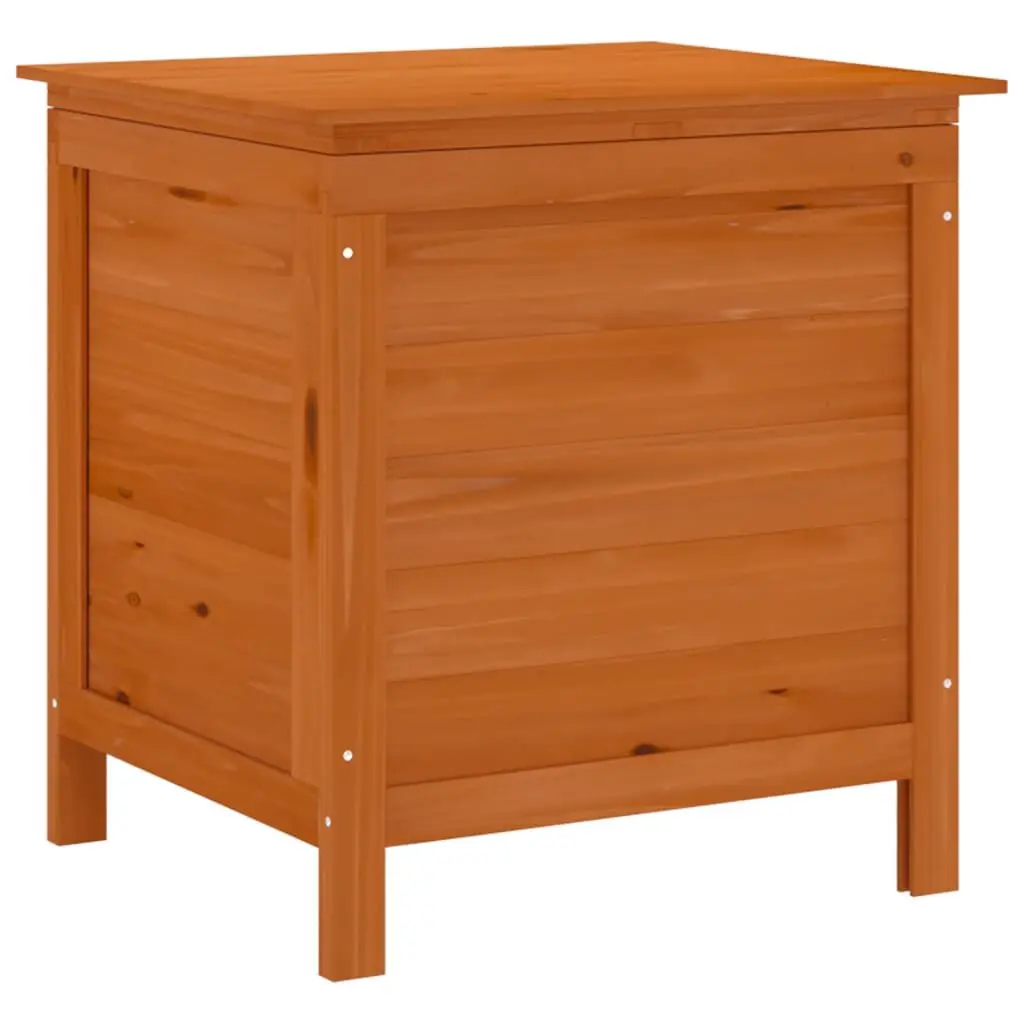 Patio Storage Box Brown 19.7x19.3x22.2 Inches Solid Wood Fir Outdoor Organizer