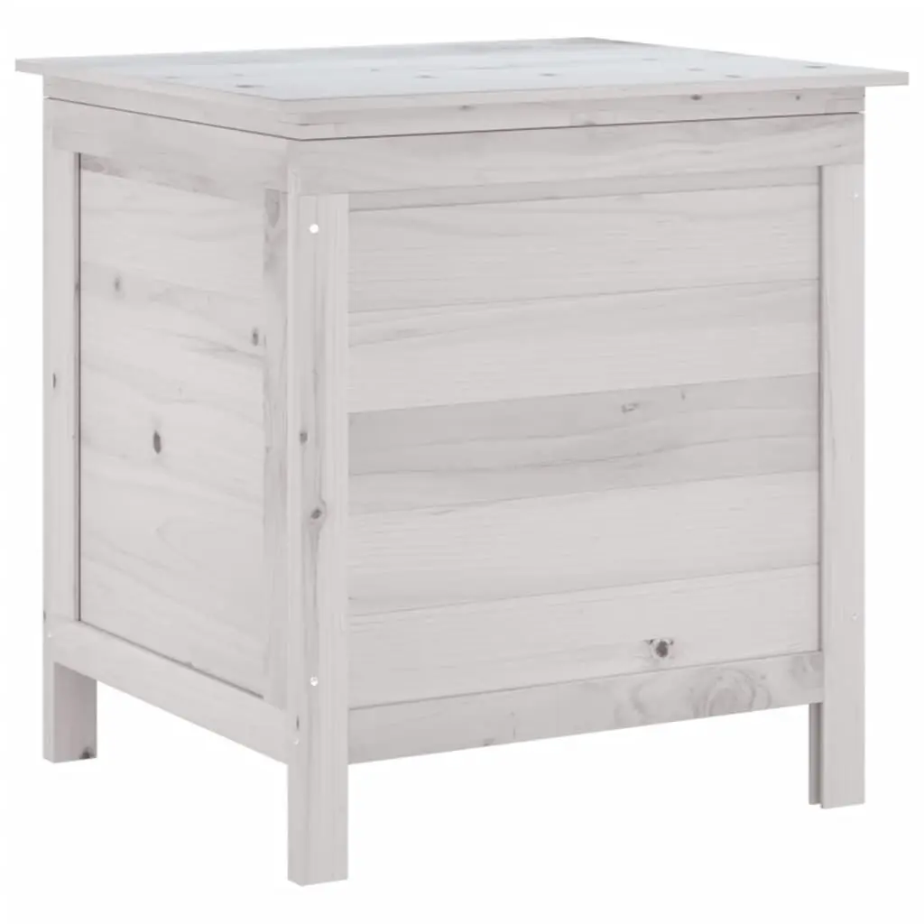 Patio Storage Box White 19.7x19.3x22.2 Inches Solid Wood Fir Outdoor Organizer