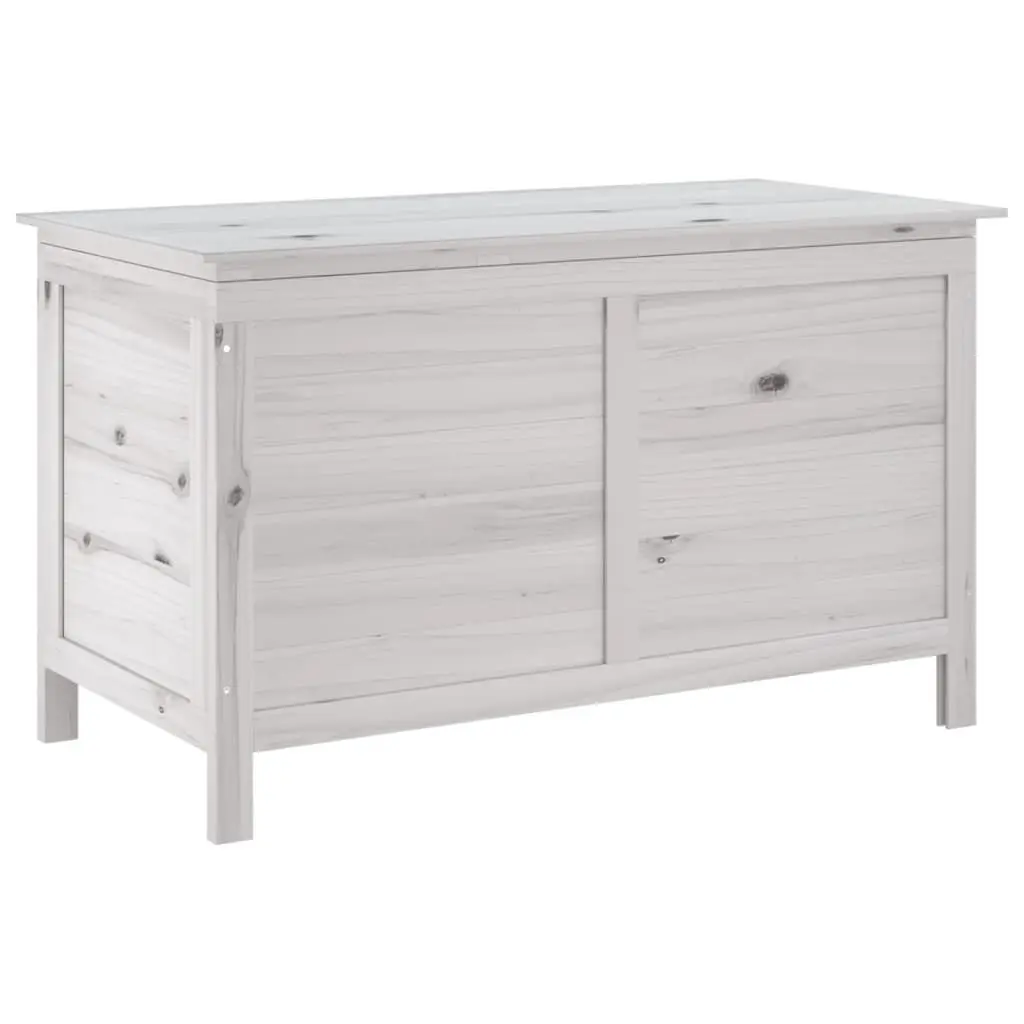 Patio Storage Box White 39x19.5x23 Inches Solid Wood Fir Large Outdoor Organizer