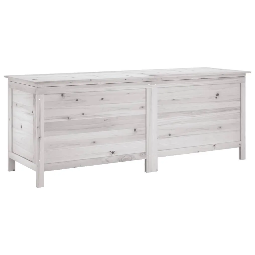 Patio Storage Box White 59.1x19.7x22.2 Inches Solid Wood Fir Extra Large Outdoor Organizer