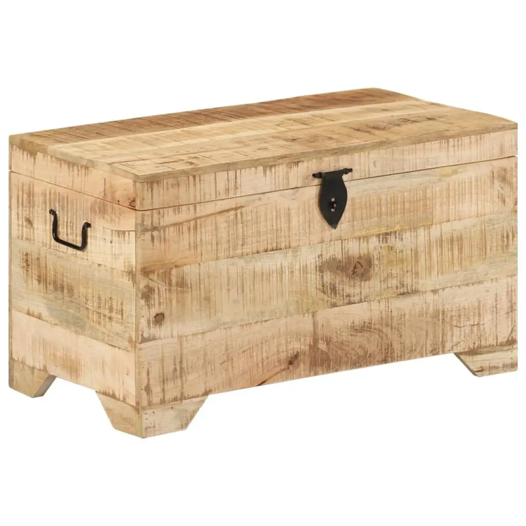 Storage Chest Solid Rough Mango Wood Rustic Trunk Home Organization