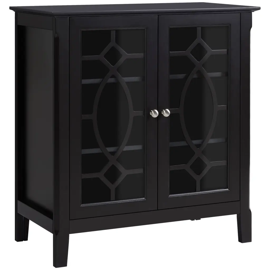 Homcom Sideboard Buffet Cabinet Double Crystal Door Kitchen Storage Cabinet aosom business