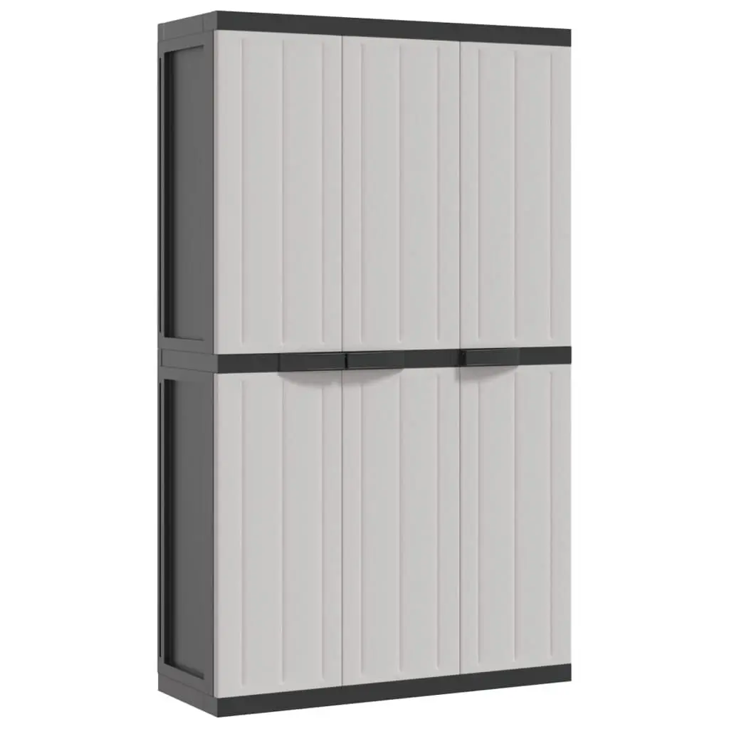 Gray and Black Outdoor Storage Cabinet 38.2x14.6x65 Inches PP Material