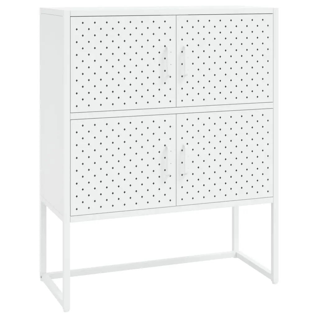 Highboard White 31.5x13.8x39.4 Inches Steel Storage Cabinet