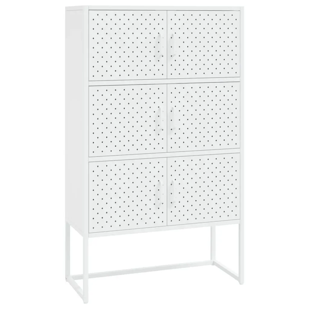 Highboard White 31.5"x13.8"x53.1" Steel Modern Storage Cabinet