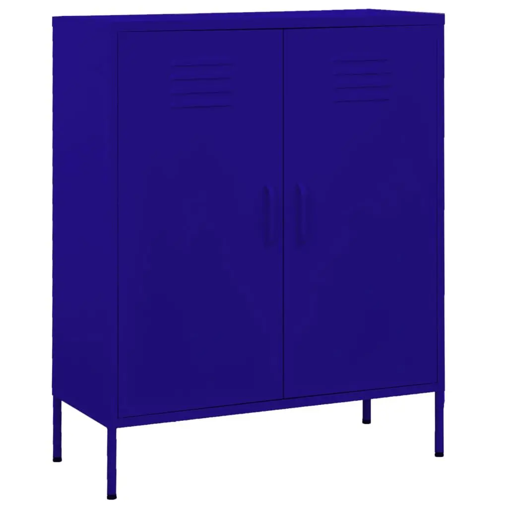 Navy Blue Steel Storage Cabinet 31.5x13.8x40 Inches Modern Organizer
